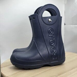 Kids Size J1 - Crocs Handle It Navy Rain Boots Kids 12803-410 Juniors Boys Child